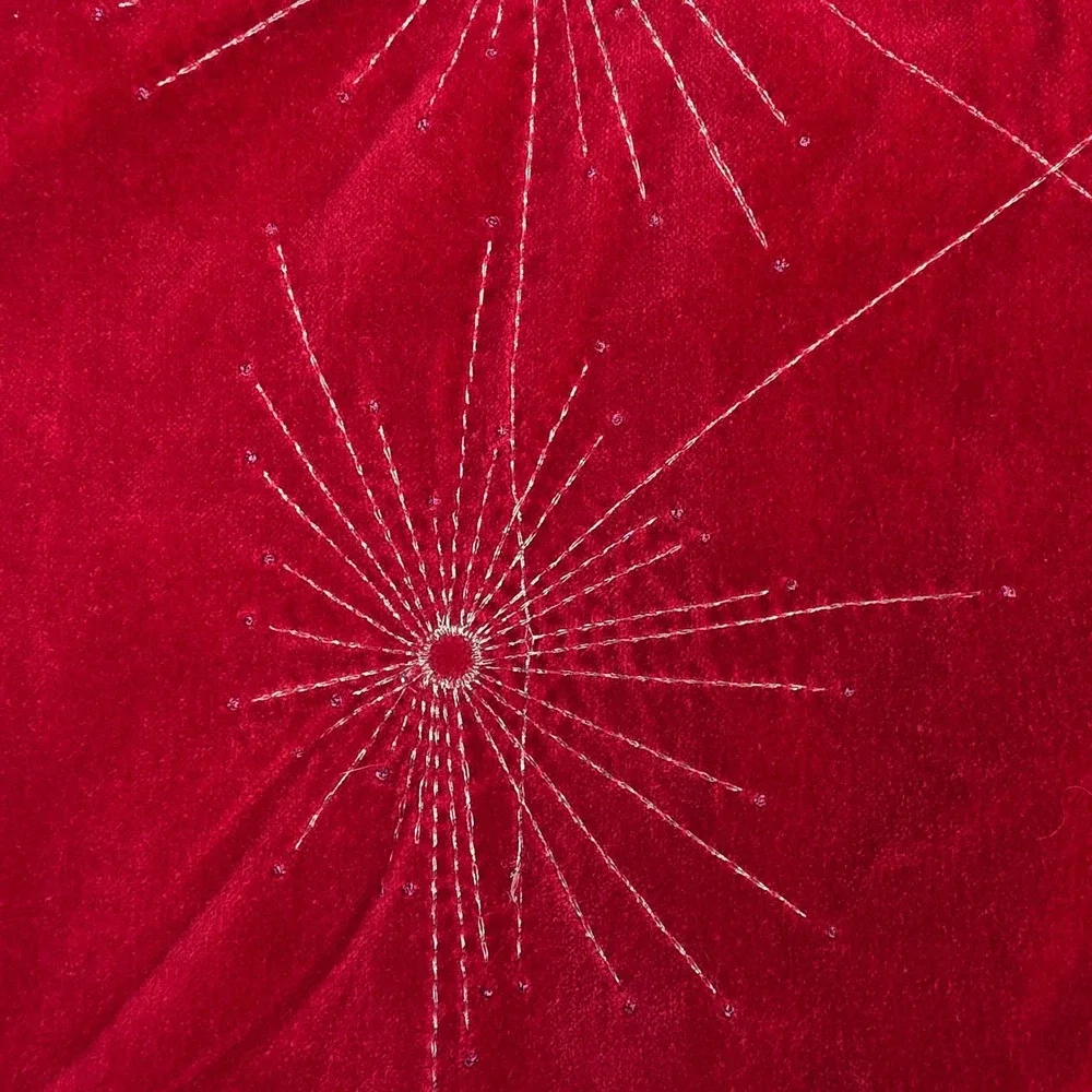 Old Navy Dress Toddler 3T Red Excellent Velvet Holiday Starburst Embroidered